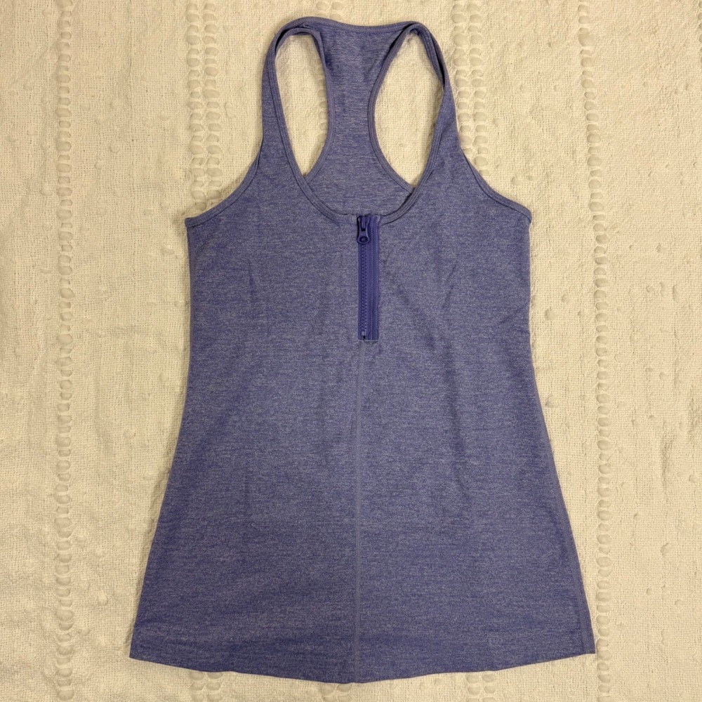 Lululemon Heathered Purple Blue Quarter Zip Racerback Athletic Tank Top‎ Womens